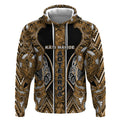 Aotearoa Kati Mamoe Hoodie Maori Brown Tribal Paua Shell Pattern