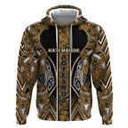 Aotearoa Kati Mamoe Hoodie Maori Brown Tribal Paua Shell Pattern