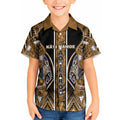 Aotearoa Kati Mamoe Kid Hawaiian Shirt Maori Brown Tribal Paua Shell Pattern