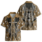 Aotearoa Kati Mamoe Kid Hawaiian Shirt Maori Brown Tribal Paua Shell Pattern