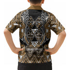 Aotearoa Kati Mamoe Kid Hawaiian Shirt Maori Brown Tribal Paua Shell Pattern