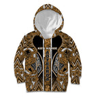Aotearoa Kati Mamoe Kid Hoodie Maori Brown Tribal Paua Shell Pattern