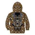 Aotearoa Kati Mamoe Kid Hoodie Maori Brown Tribal Paua Shell Pattern