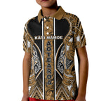 Aotearoa Kati Mamoe Kid Polo Shirt Maori Brown Tribal Paua Shell Pattern