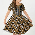 Aotearoa Kati Mamoe Kid Short Sleeve Dress Maori Brown Tribal Paua Shell Pattern