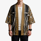 Aotearoa Kati Mamoe Kimono Maori Brown Tribal Paua Shell Pattern