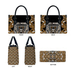 Aotearoa Kati Mamoe Leather Bag Maori Brown Tribal Paua Shell Pattern
