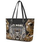Aotearoa Kati Mamoe Leather Tote Bag Maori Brown Tribal Paua Shell Pattern
