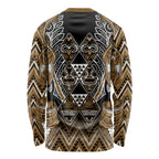 Aotearoa Kati Mamoe Long Sleeve Shirt Maori Brown Tribal Paua Shell Pattern