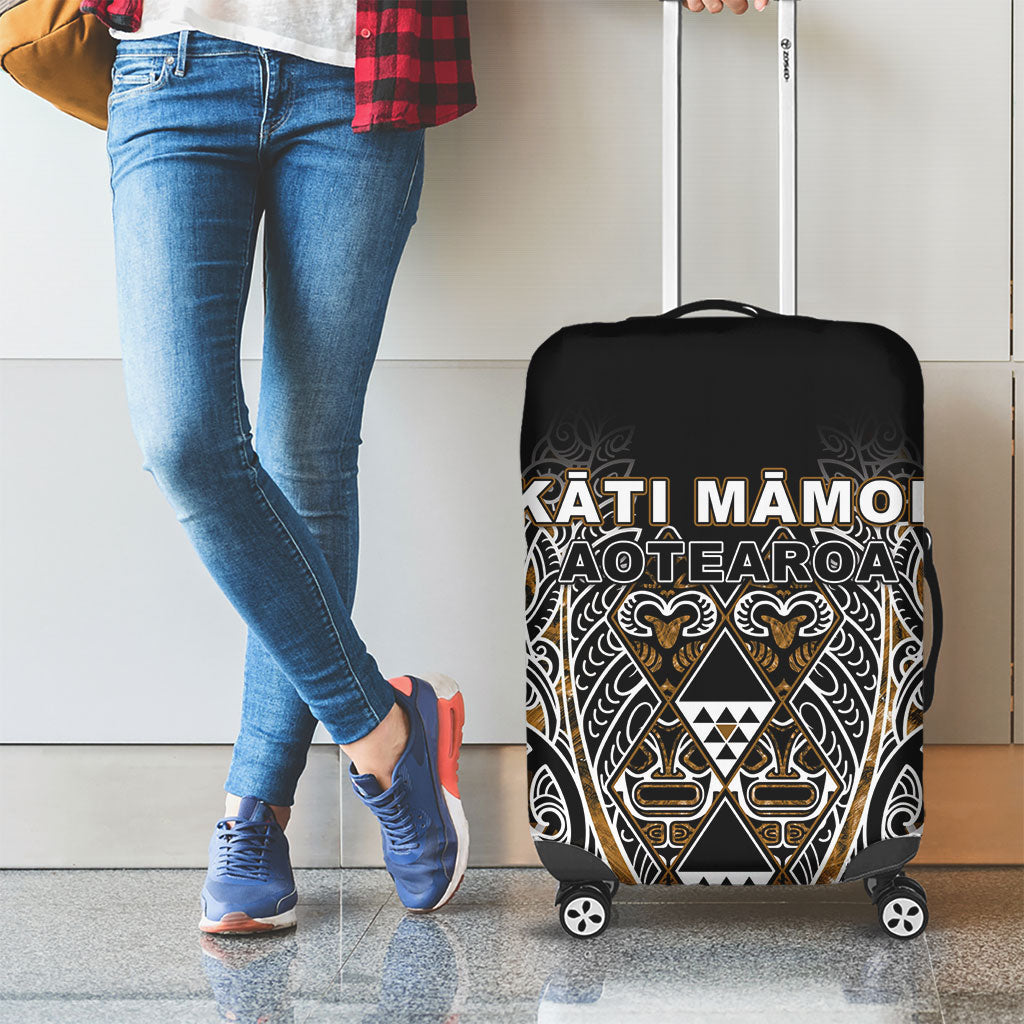 Aotearoa Kati Mamoe Luggage Cover Maori Brown Tribal Paua Shell Pattern