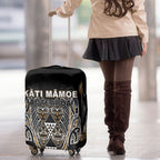 Aotearoa Kati Mamoe Luggage Cover Maori Brown Tribal Paua Shell Pattern