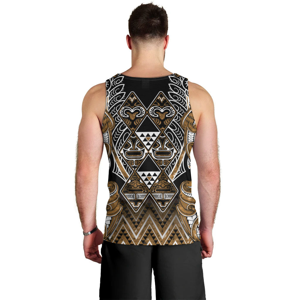 Aotearoa Kati Mamoe Men Tank Top Maori Brown Tribal Paua Shell Pattern