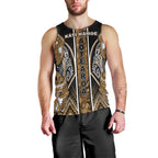 Aotearoa Kati Mamoe Men Tank Top Maori Brown Tribal Paua Shell Pattern