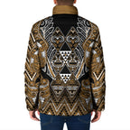 Aotearoa Kati Mamoe Padded Jacket Maori Brown Tribal Paua Shell Pattern