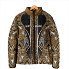 Aotearoa Kati Mamoe Padded Jacket Maori Brown Tribal Paua Shell Pattern