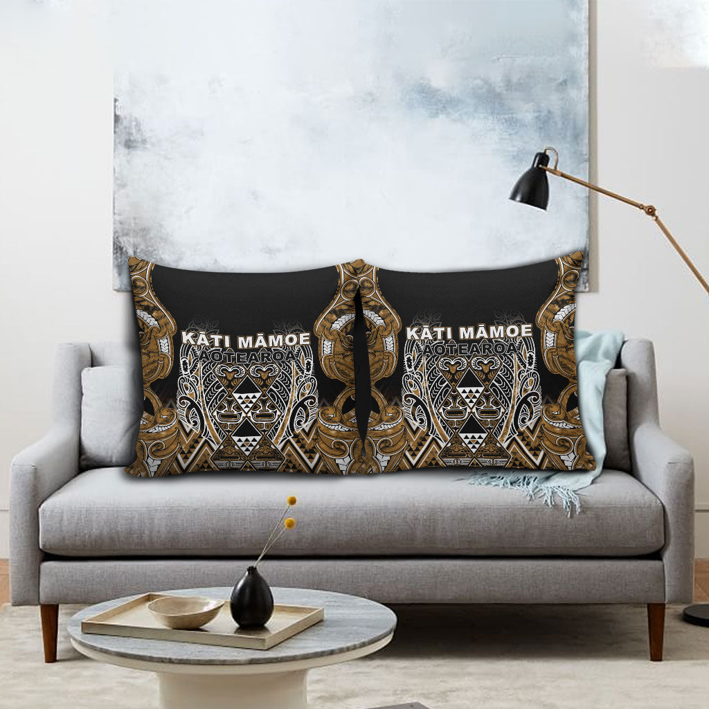Aotearoa Kati Mamoe Pillow Cover Maori Brown Tribal Paua Shell Pattern