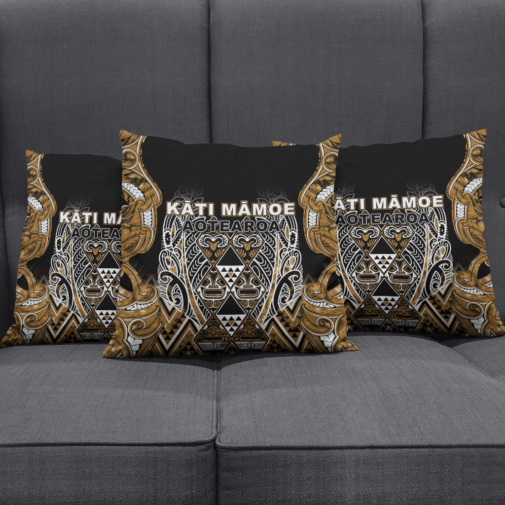 Aotearoa Kati Mamoe Pillow Cover Maori Brown Tribal Paua Shell Pattern