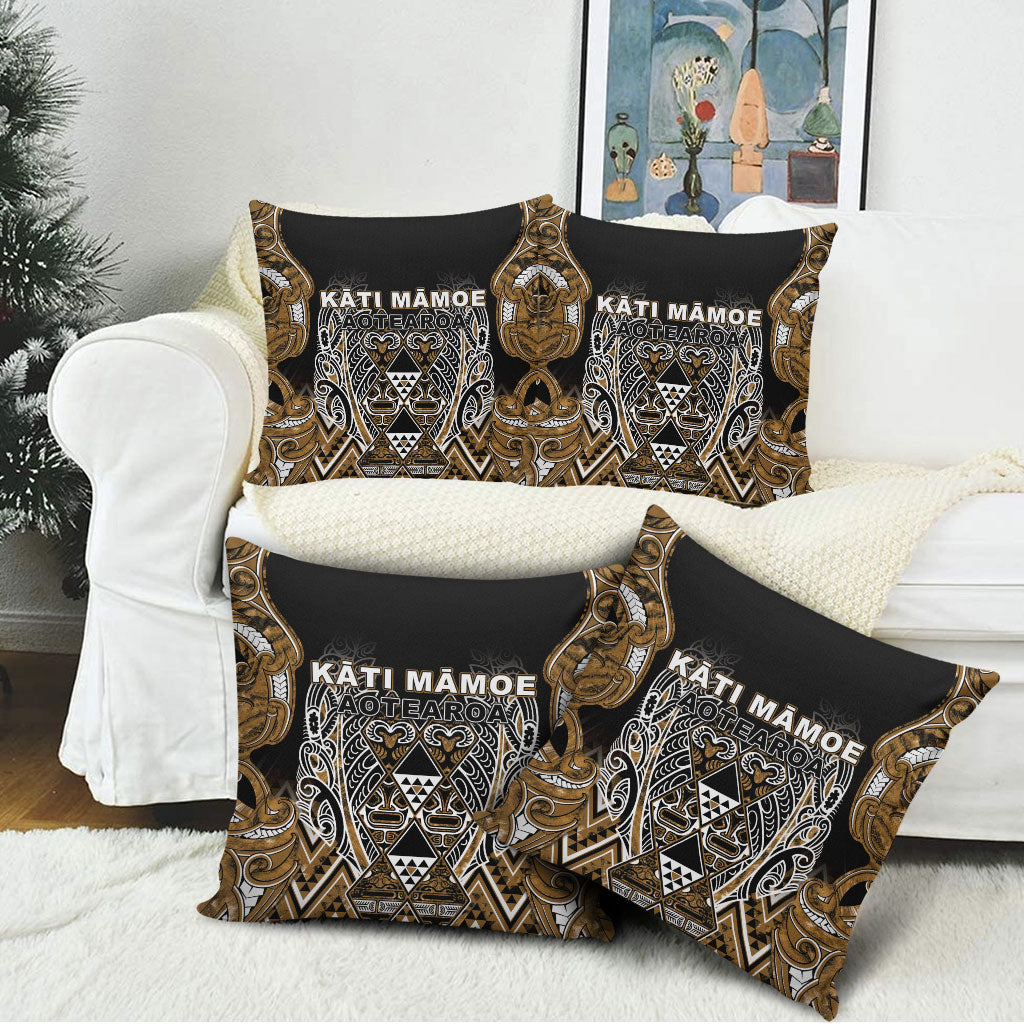 Aotearoa Kati Mamoe Pillow Cover Maori Brown Tribal Paua Shell Pattern