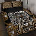 Aotearoa Kati Mamoe Quilt Bed Set Maori Brown Tribal Paua Shell Pattern