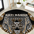 Aotearoa Kati Mamoe Round Carpet Maori Brown Tribal Paua Shell Pattern