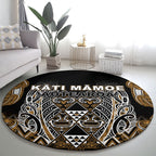 Aotearoa Kati Mamoe Round Carpet Maori Brown Tribal Paua Shell Pattern