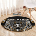 Aotearoa Kati Mamoe Round Carpet Maori Brown Tribal Paua Shell Pattern