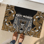 Aotearoa Kati Mamoe Rubber Doormat Maori Brown Tribal Paua Shell Pattern
