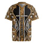 Aotearoa Kati Mamoe Rugby Jersey Maori Brown Tribal Paua Shell Pattern