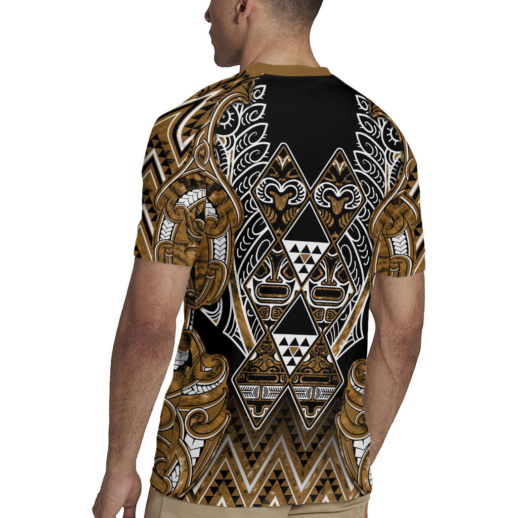 Aotearoa Kati Mamoe Rugby Jersey Maori Brown Tribal Paua Shell Pattern