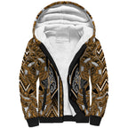 Aotearoa Kati Mamoe Sherpa Hoodie Maori Brown Tribal Paua Shell Pattern