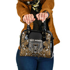 Aotearoa Kati Mamoe Shoulder Handbag Maori Brown Tribal Paua Shell Pattern