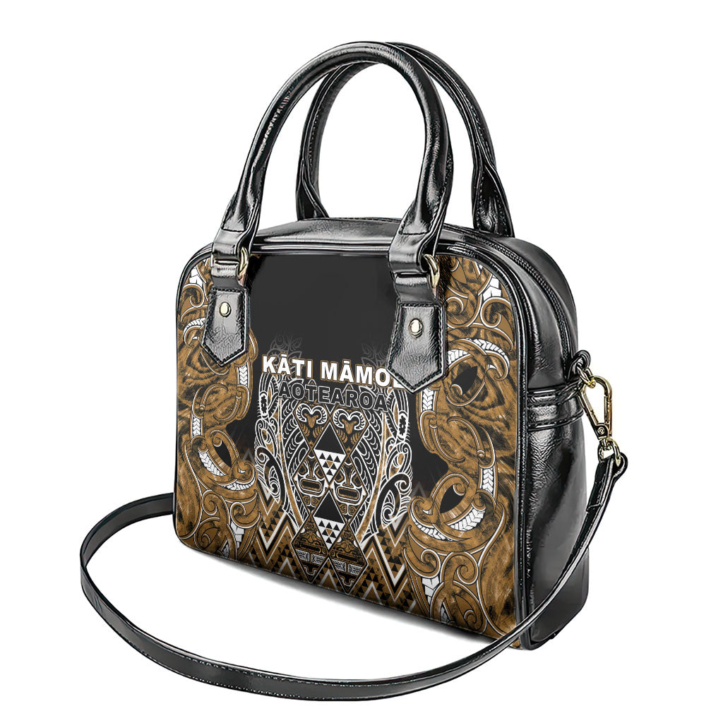 Aotearoa Kati Mamoe Shoulder Handbag Maori Brown Tribal Paua Shell Pattern