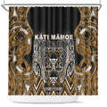 Aotearoa Kati Mamoe Shower Curtain Maori Brown Tribal Paua Shell Pattern