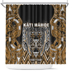 Aotearoa Kati Mamoe Shower Curtain Maori Brown Tribal Paua Shell Pattern
