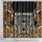 Aotearoa Kati Mamoe Shower Curtain Maori Brown Tribal Paua Shell Pattern