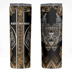Aotearoa Kati Mamoe Skinny Tumbler Maori Brown Tribal Paua Shell Pattern