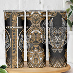 Aotearoa Kati Mamoe Skinny Tumbler Maori Brown Tribal Paua Shell Pattern