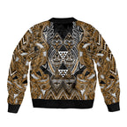 Aotearoa Kati Mamoe Sleeve Zip Bomber Jacket Maori Brown Tribal Paua Shell Pattern