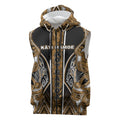 Aotearoa Kati Mamoe Sleeveless Zip Hoodie Maori Brown Tribal Paua Shell Pattern