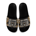 Aotearoa Kati Mamoe Slide Sandals Maori Brown Tribal Paua Shell Pattern