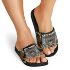 Aotearoa Kati Mamoe Slide Sandals Maori Brown Tribal Paua Shell Pattern