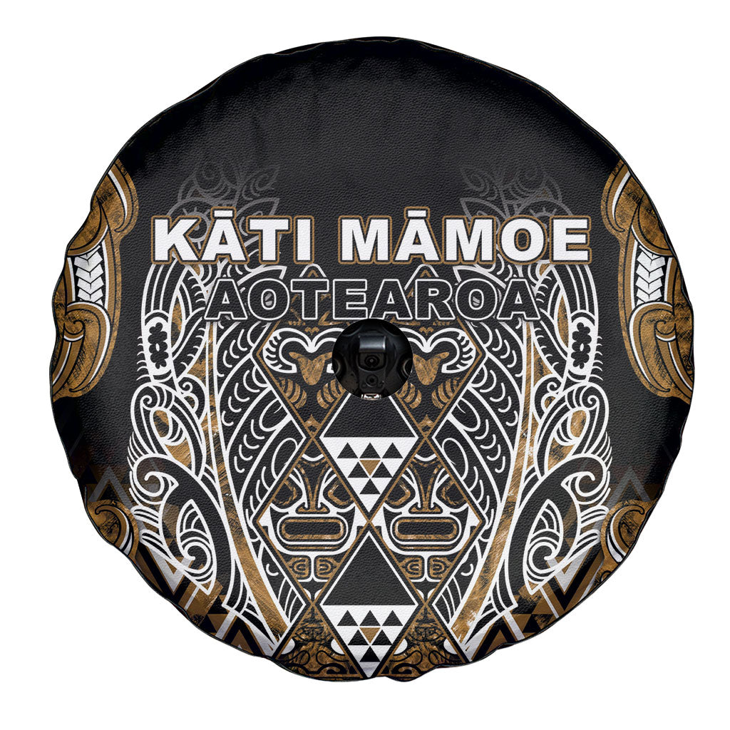 Aotearoa Kati Mamoe Spare Tire Cover Maori Brown Tribal Paua Shell Pattern