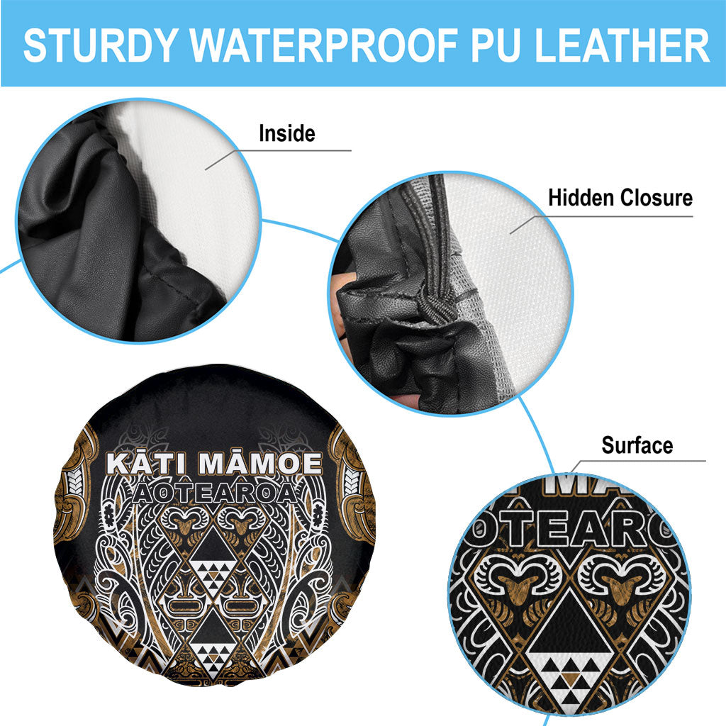 Aotearoa Kati Mamoe Spare Tire Cover Maori Brown Tribal Paua Shell Pattern