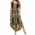 Aotearoa Kati Mamoe Summer Maxi Dress Maori Brown Tribal Paua Shell Pattern