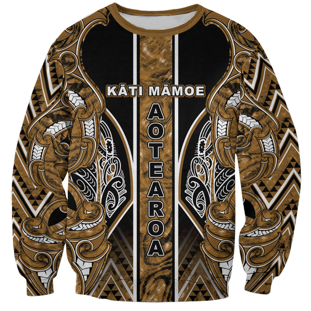 Aotearoa Kati Mamoe Sweatshirt Maori Brown Tribal Paua Shell Pattern