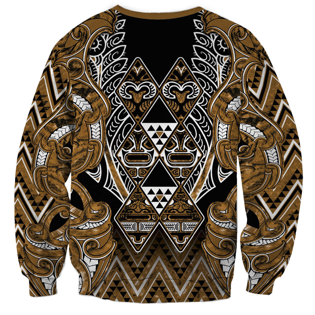 Aotearoa Kati Mamoe Sweatshirt Maori Brown Tribal Paua Shell Pattern