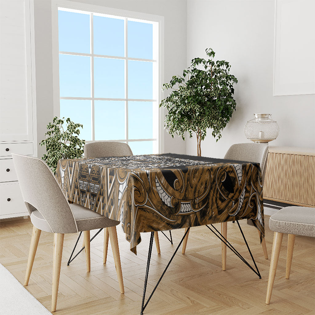 Aotearoa Kati Mamoe Tablecloth Maori Brown Tribal Paua Shell Pattern