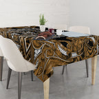 Aotearoa Kati Mamoe Tablecloth Maori Brown Tribal Paua Shell Pattern