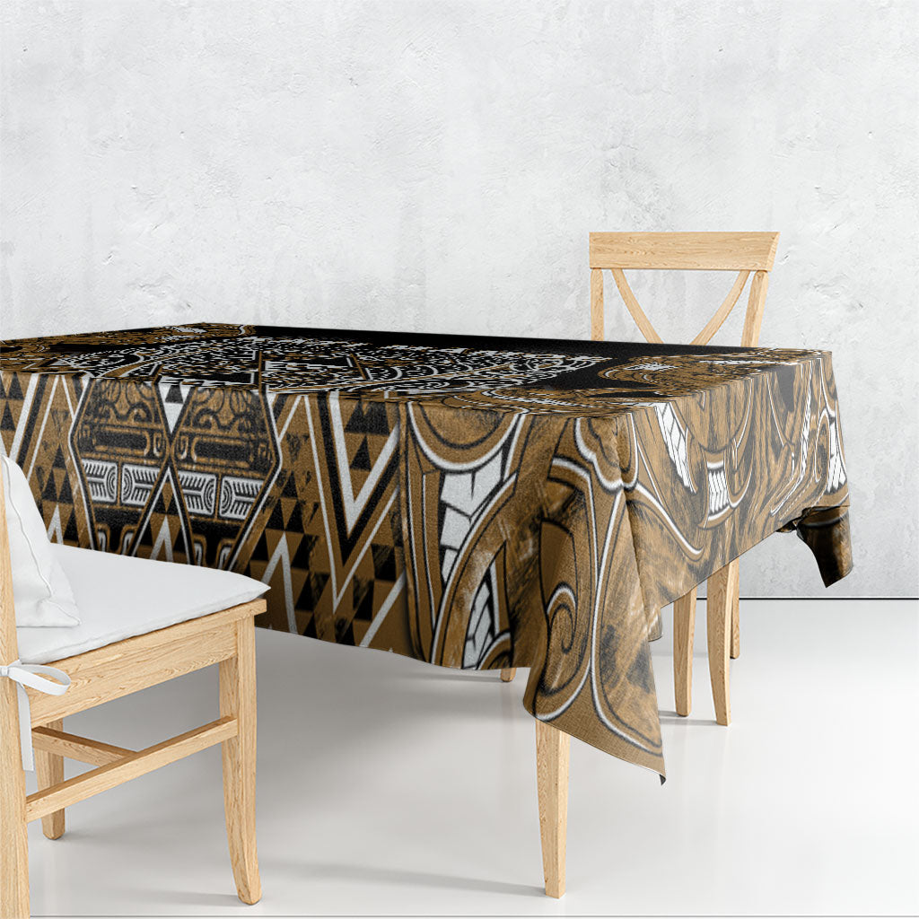 Aotearoa Kati Mamoe Tablecloth Maori Brown Tribal Paua Shell Pattern