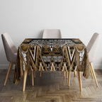 Aotearoa Kati Mamoe Tablecloth Maori Brown Tribal Paua Shell Pattern